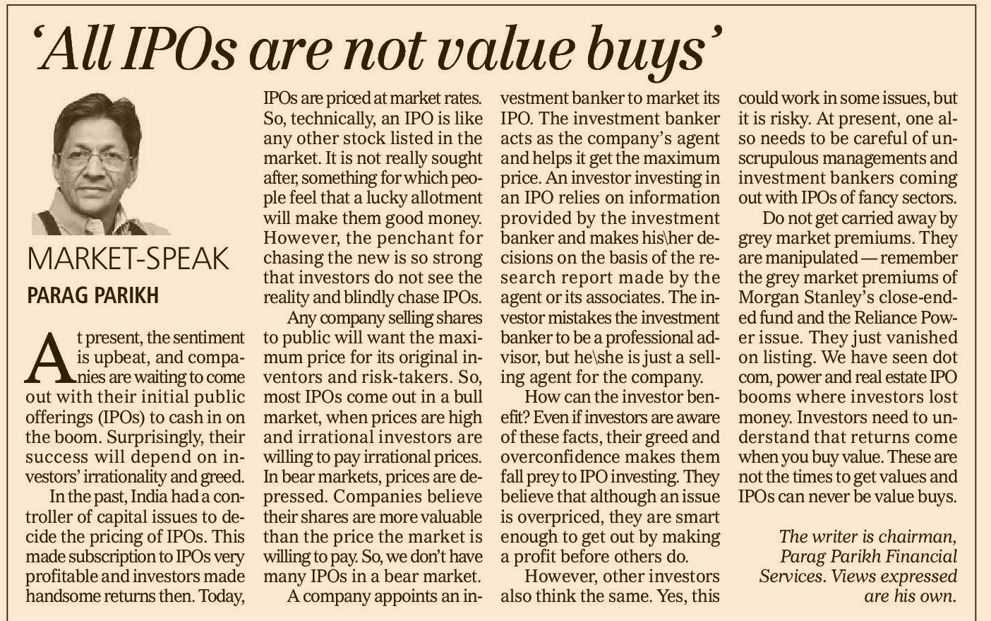 All IPOs are not value buys