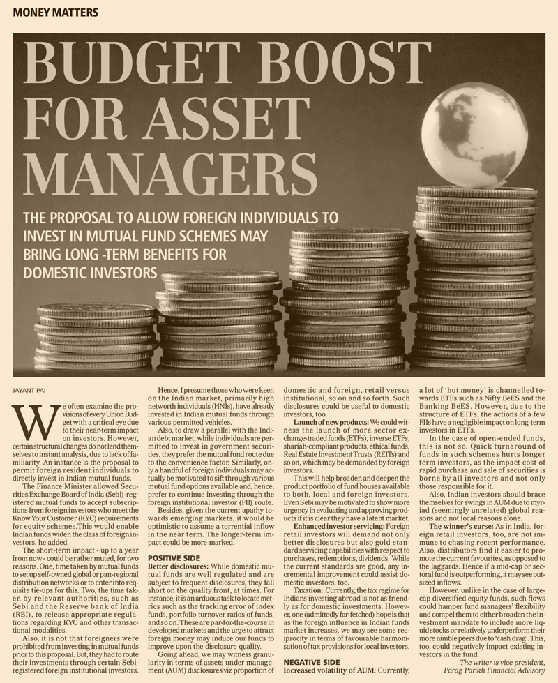 Budget boost for asset managers