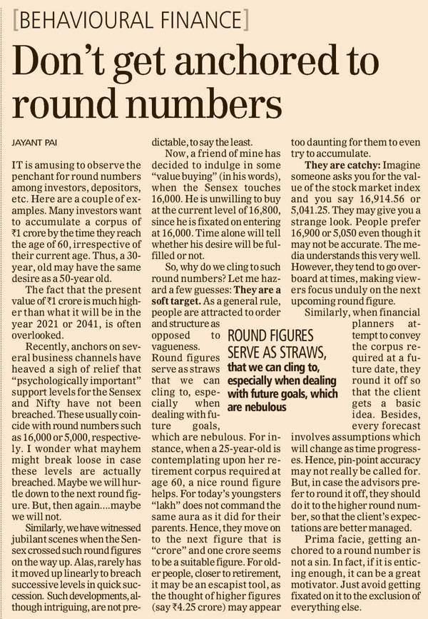 Don't get anchored to round numbers - Jayant Pai