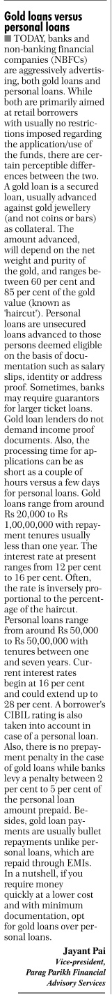 Gold Loans V/s Personal Loans- Jayant Pai
