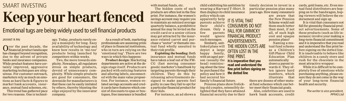 "NAV guarantee plans come at a cost, tough to exit", The Financial Express dt. 18th October 2011