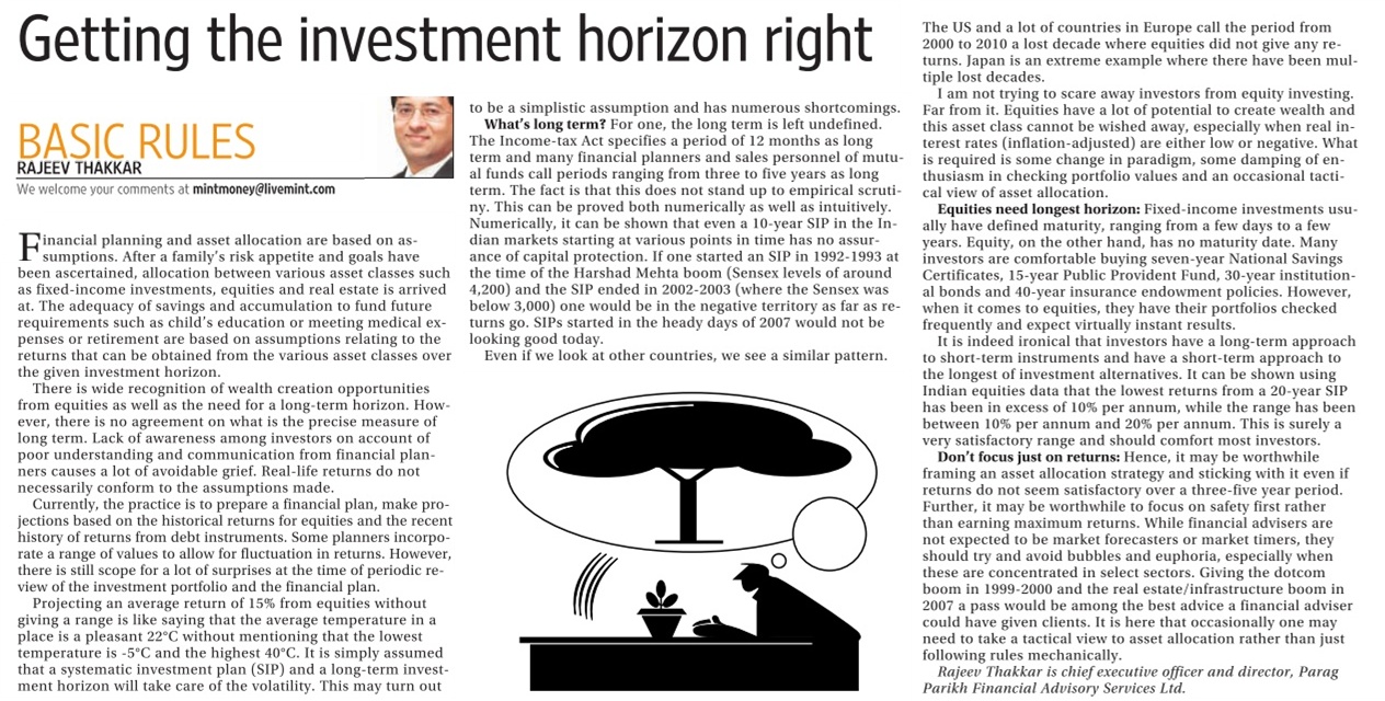 Getting the investment horizon right - Rajeev Thakkar