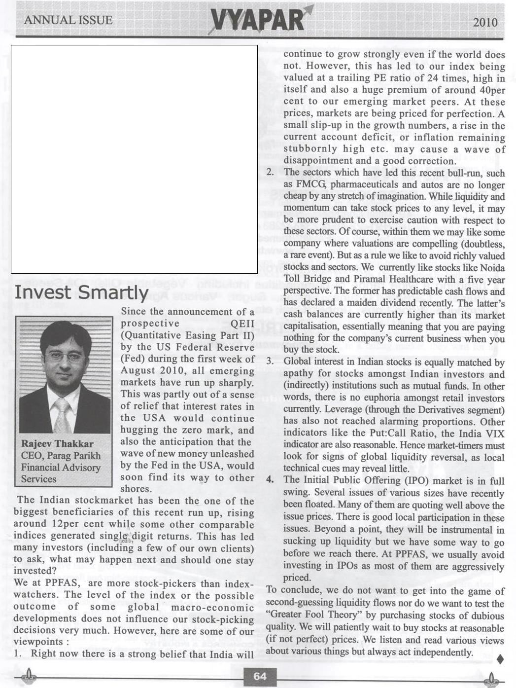 Invest Smartly: Vyapar (English) October-Diwali Magazine