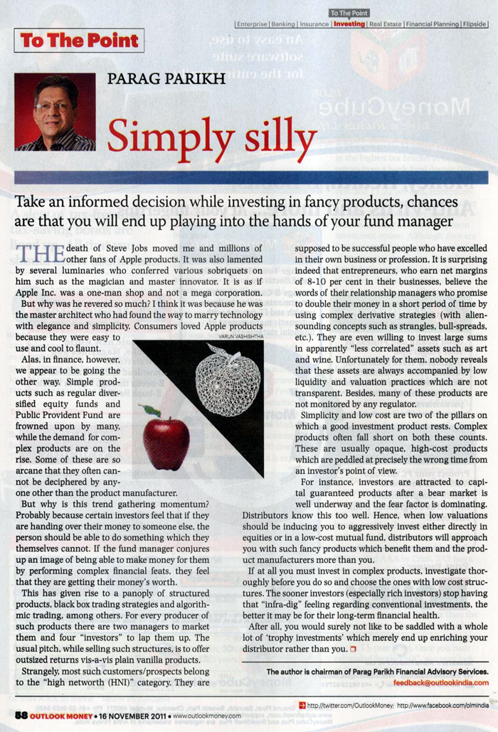 Simply Silly: Mr. Parag Parikh's Article in Outlook Money