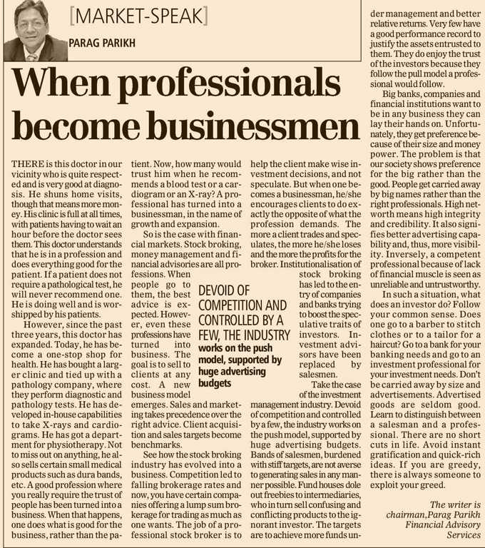 When professionals become businessmen - Parag Parikh